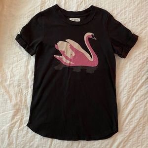 Sol Angeles/Anthropologie Black T-shirt with Swan Print